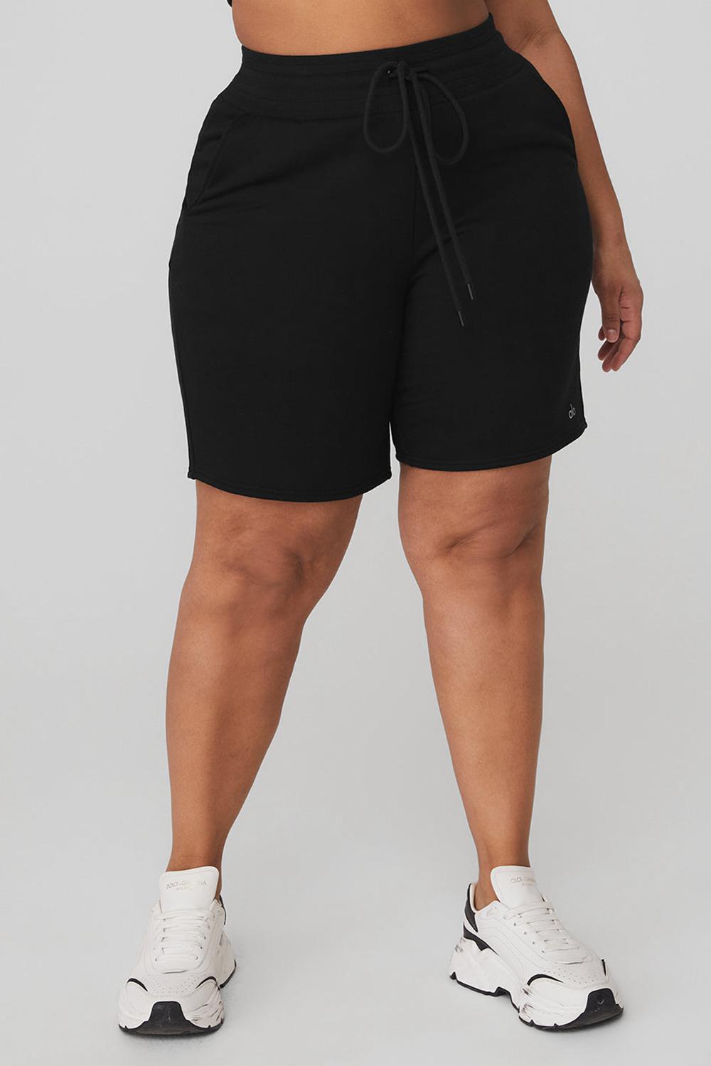 Black Women Alo Yoga High-Waist Easy Sweat Short | Australia  13249-YHST