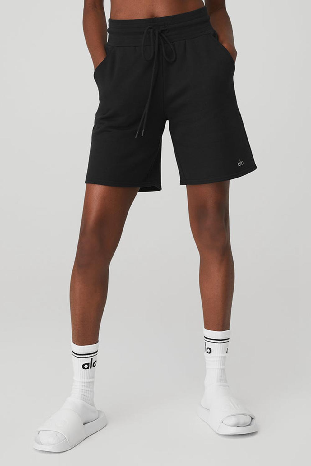 Black Women Alo Yoga High-Waist Easy Sweat Short | Australia  13249-YHST
