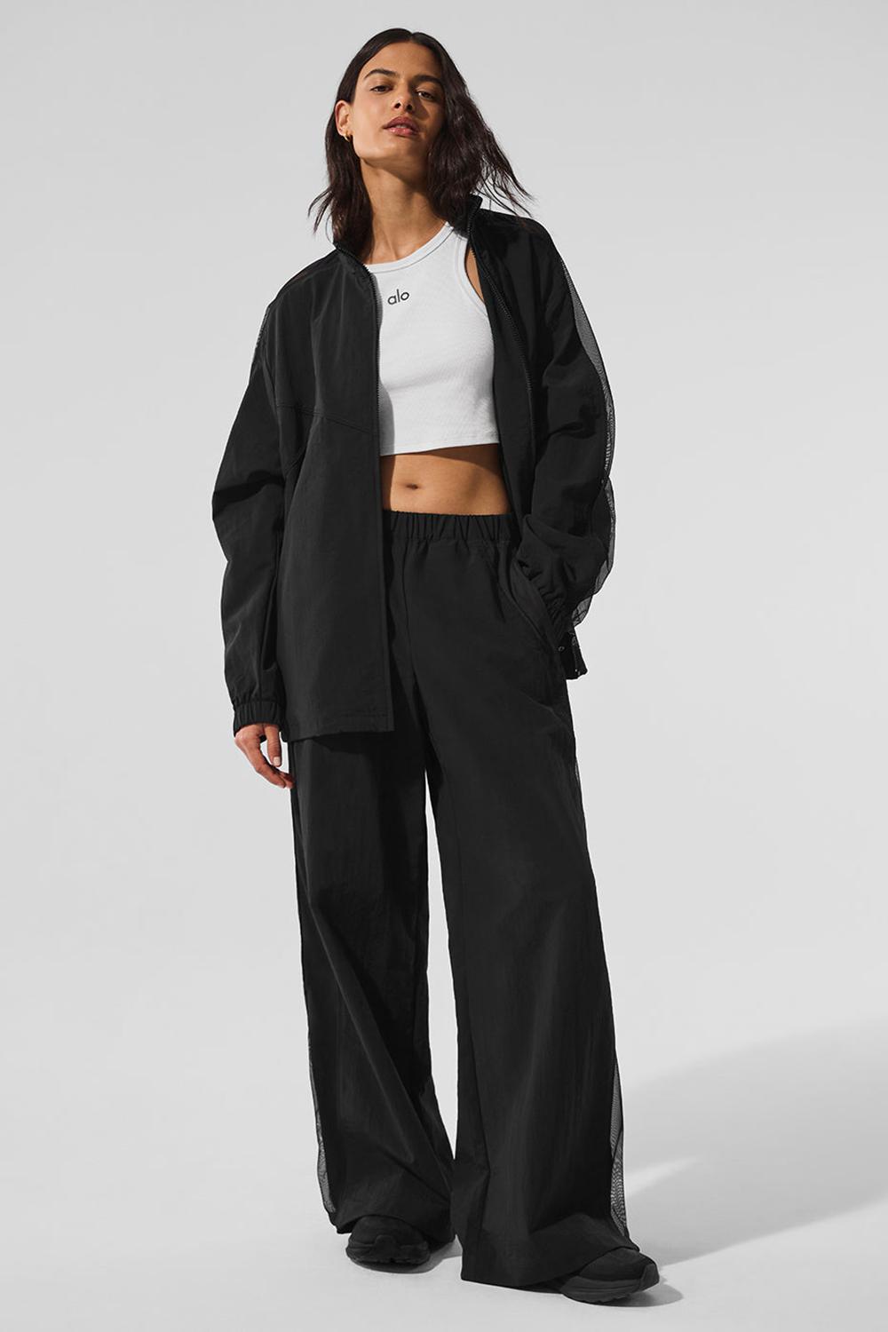 Black Women Alo Yoga High-Waist Origin Wide Leg Track Pant | Australia  70132-OPLS