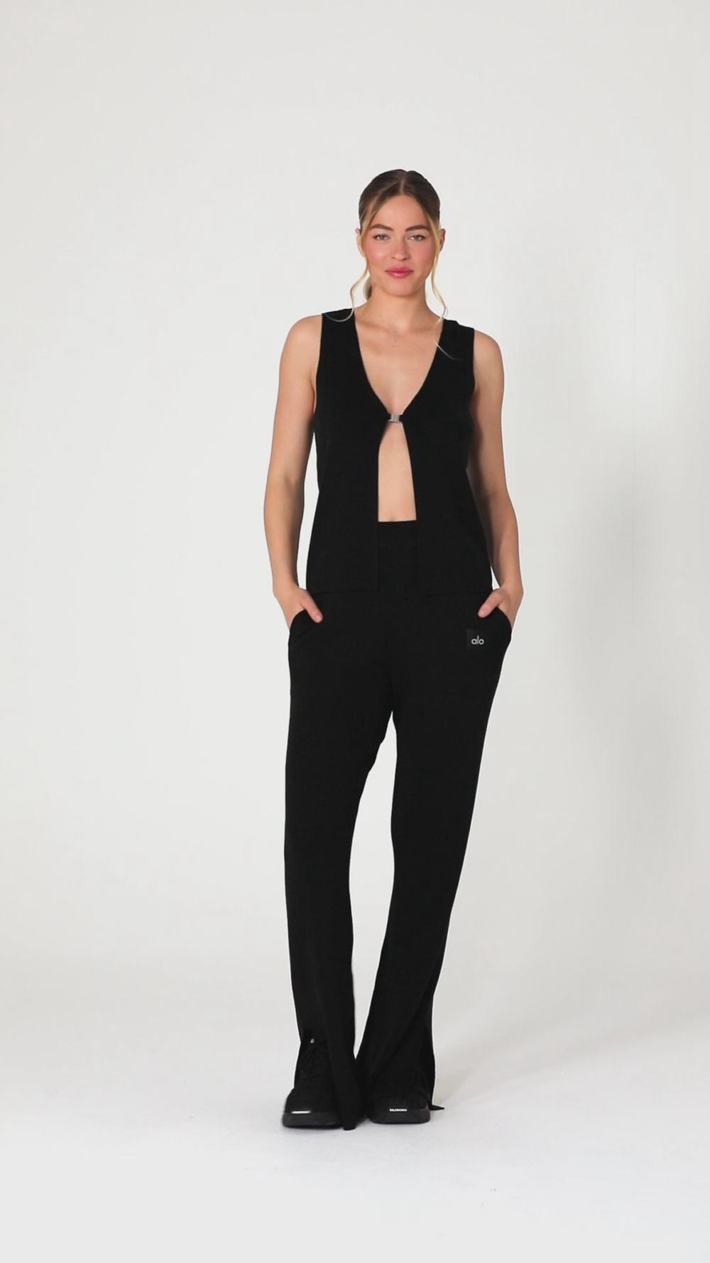 Black Women Alo Yoga Knit Salana Tank | Australia  94056-KJWM