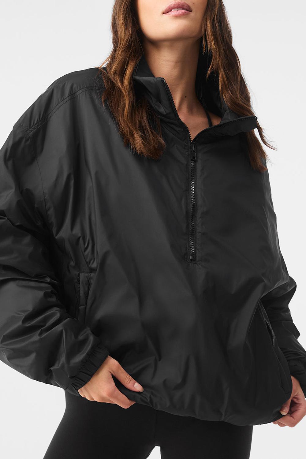 Black Women Alo Yoga Latitude Light Weight 1/2 Zip Pullover Jacket | Australia  52130-YEJI