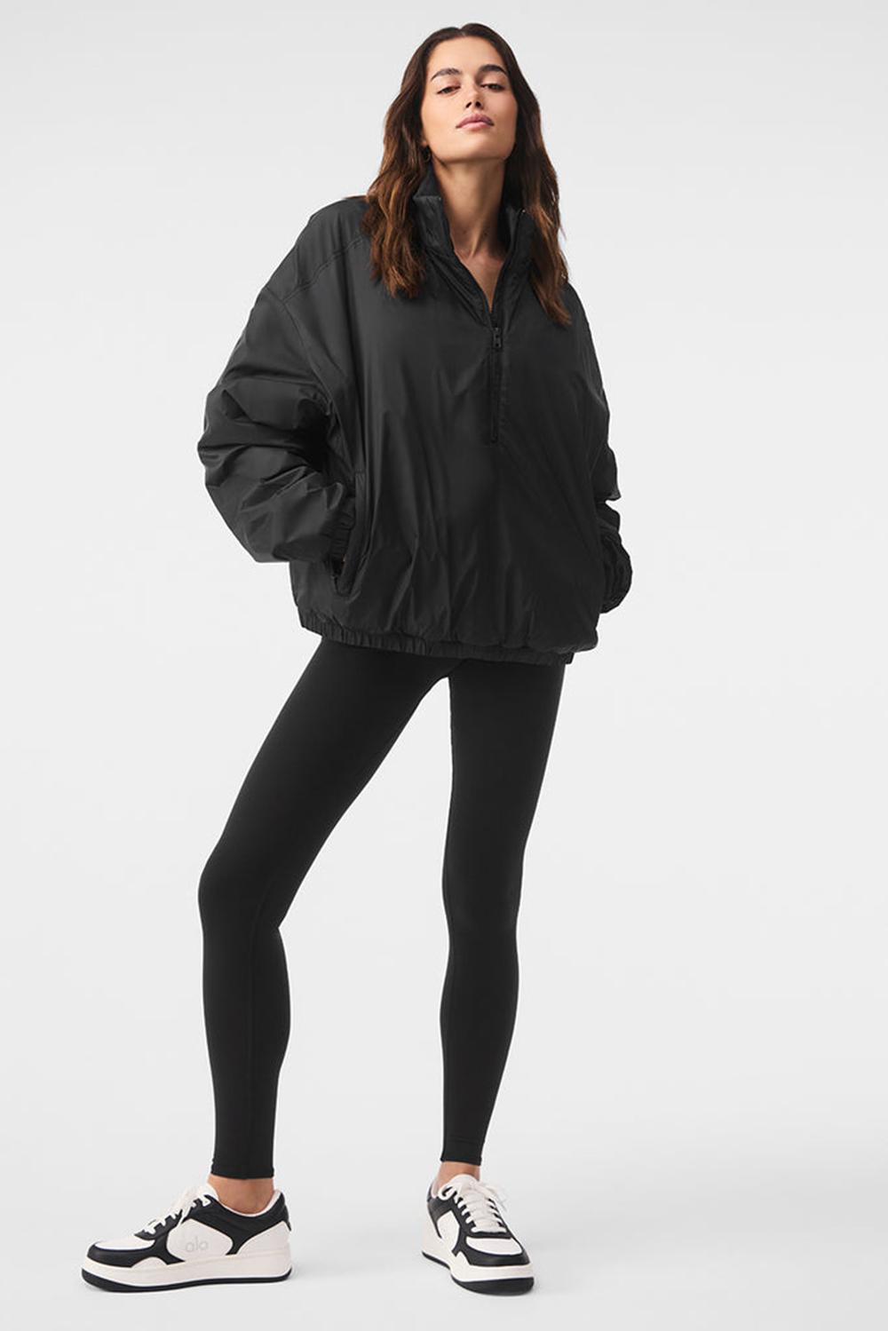 Black Women Alo Yoga Latitude Light Weight 1/2 Zip Pullover Jacket | Australia  52130-YEJI