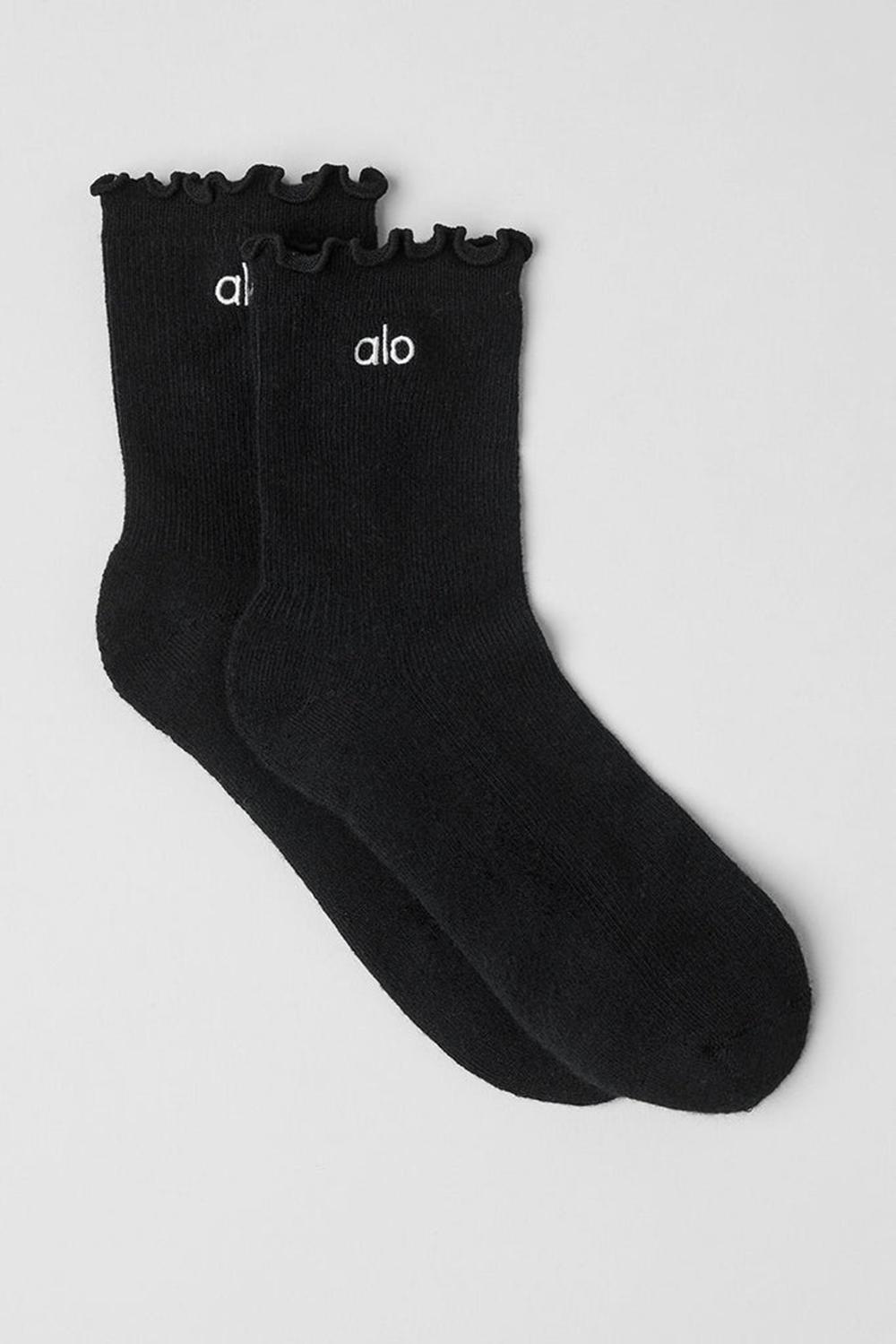 Black Women Alo Yoga Lettuce Edge Sock | Australia  51932-FNKH