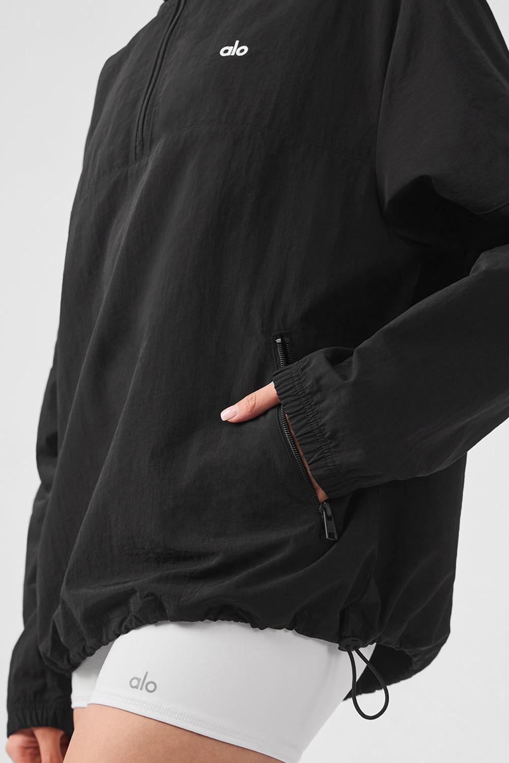 Black Women Alo Yoga Lightweight Takeaway Track Pullover | Australia  57836-YKMR