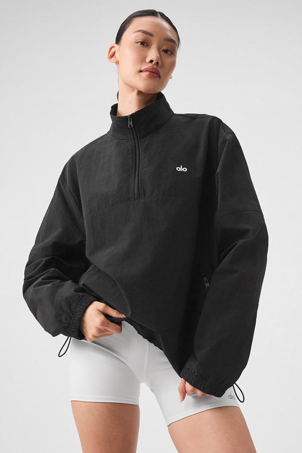 Black Women Alo Yoga Lightweight Takeaway Track Pullover | Australia  57836-YKMR