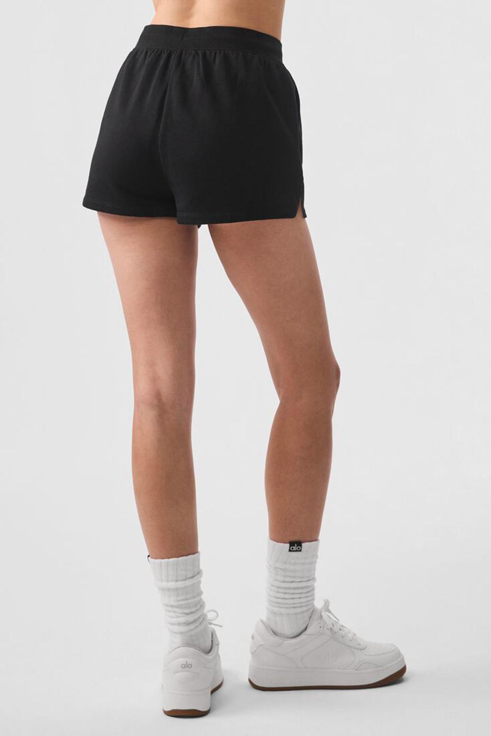 Black Women Alo Yoga Low Key Sweat Short | Australia  09832-VPXM