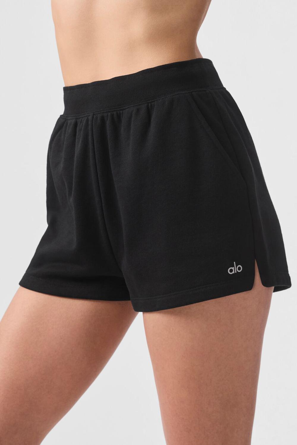 Black Women Alo Yoga Low Key Sweat Short | Australia  09832-VPXM