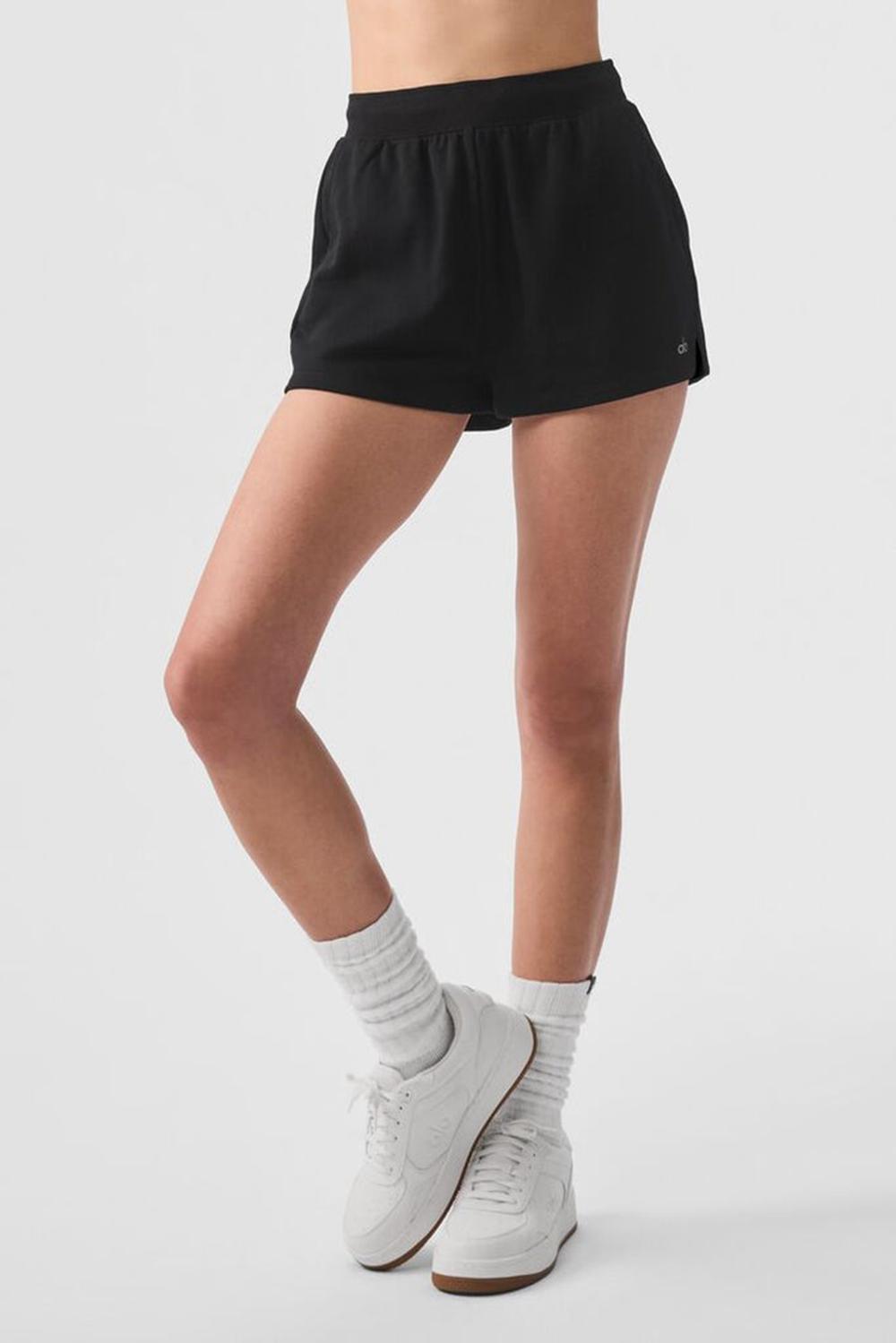 Black Women Alo Yoga Low Key Sweat Short | Australia  09832-VPXM