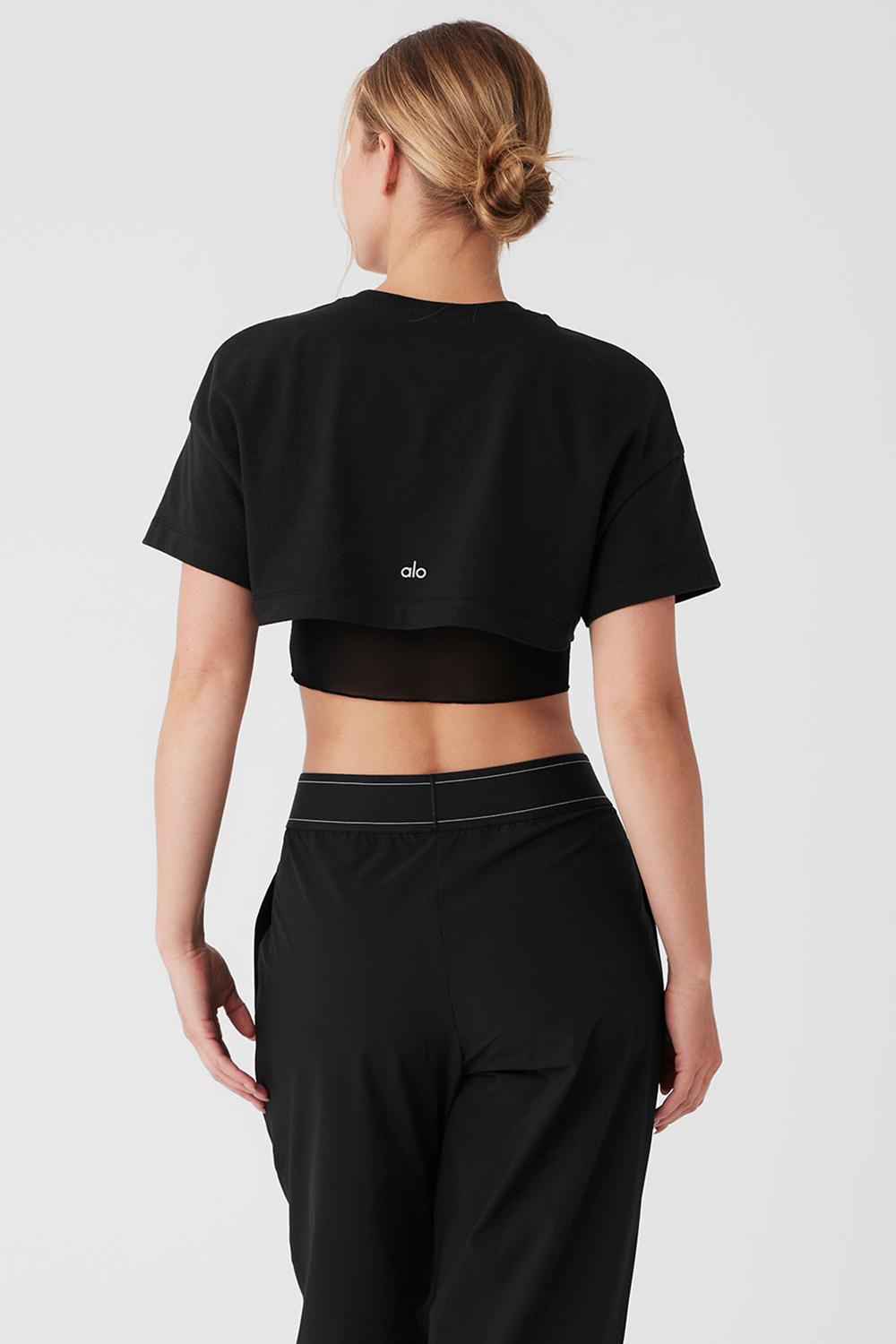 Black Women Alo Yoga Made You Look Cropped Short Sleeve Tee | Australia  31280-GOCW