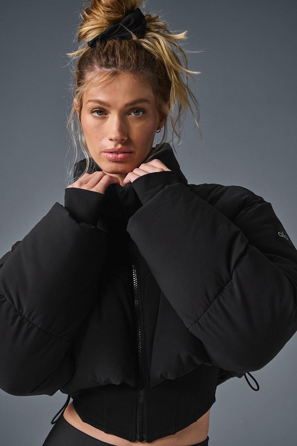 Black Women Alo Yoga Main Act Corset Puffer Jacket | Australia  74809-QNZE