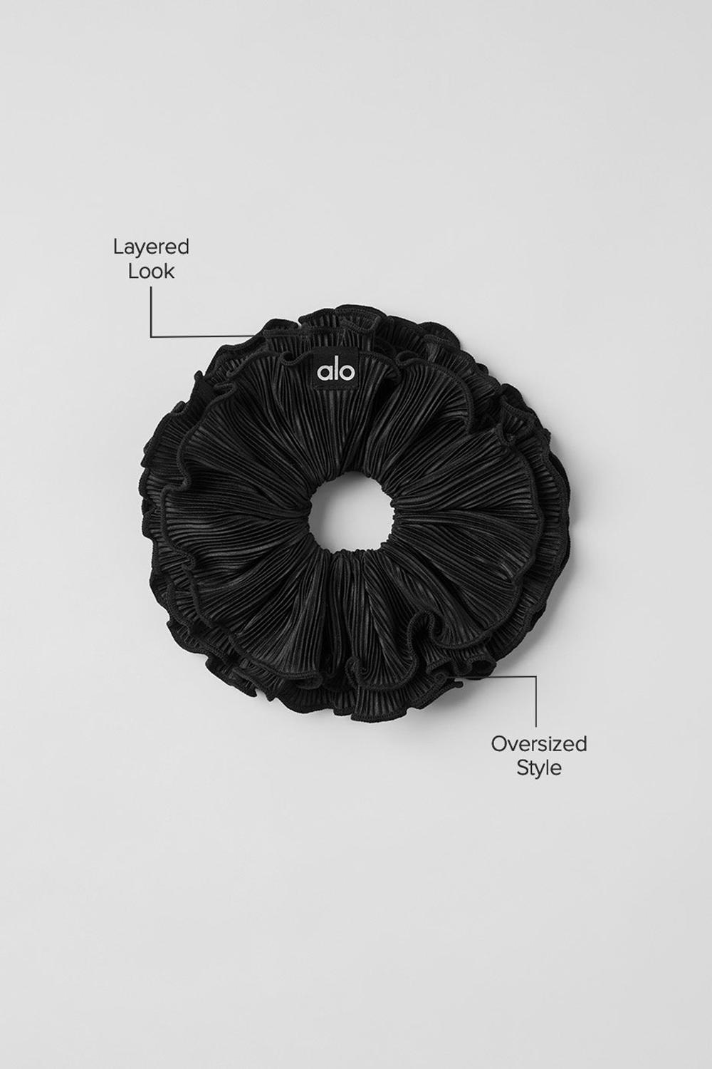 Black Women Alo Yoga Micro Plisse Oversize Scrunchie | Australia  75612-ITOY