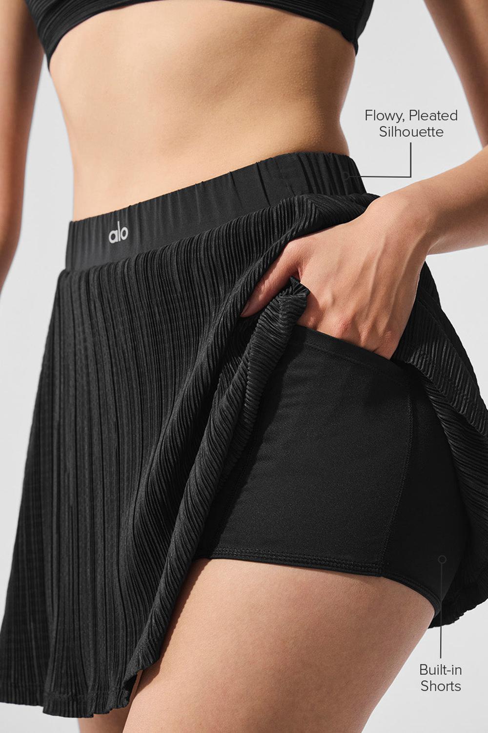 Black Women Alo Yoga Micro Plisse Tennis Skirt | Australia  47305-PVKA