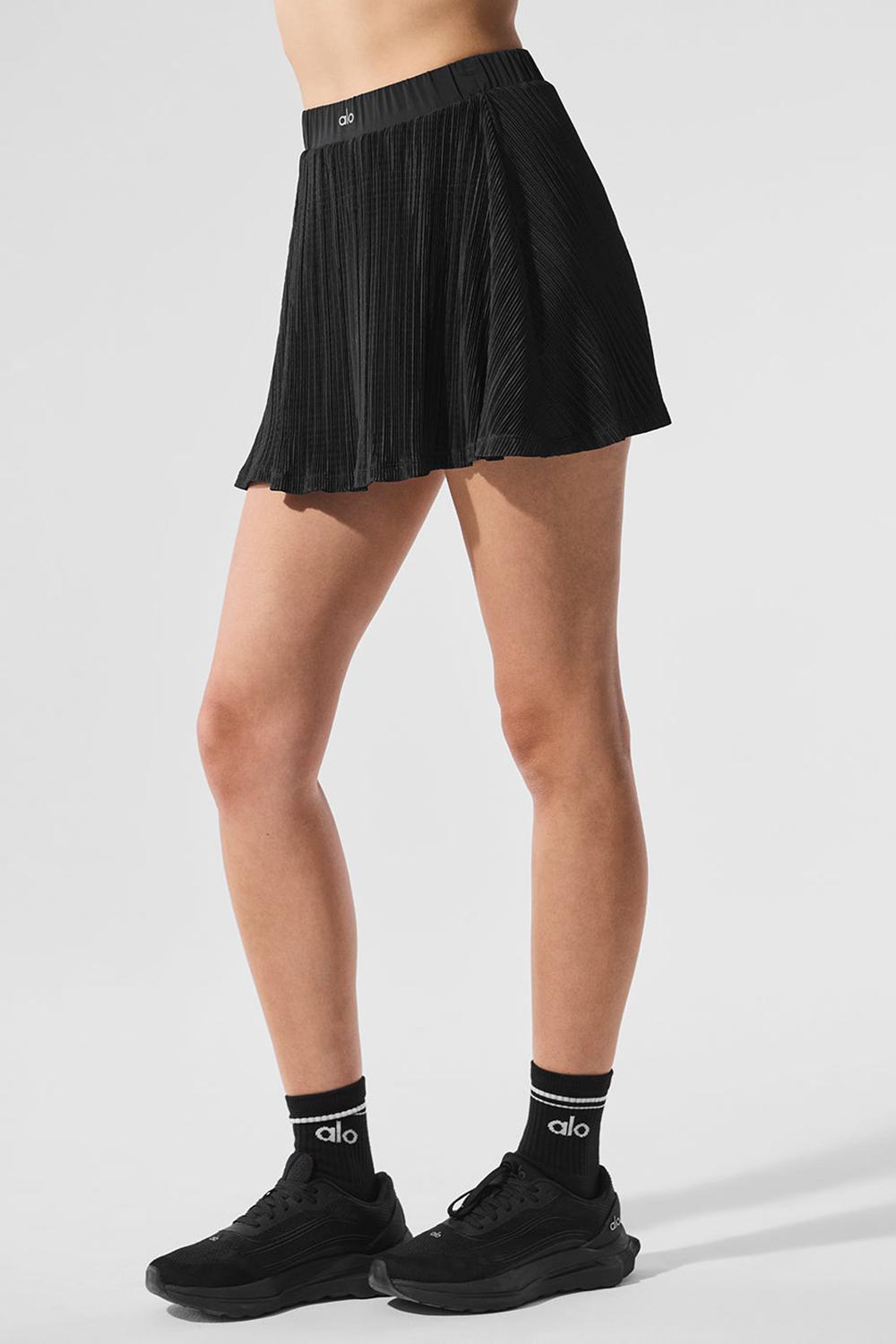 Black Women Alo Yoga Micro Plisse Tennis Skirt | Australia  47305-PVKA