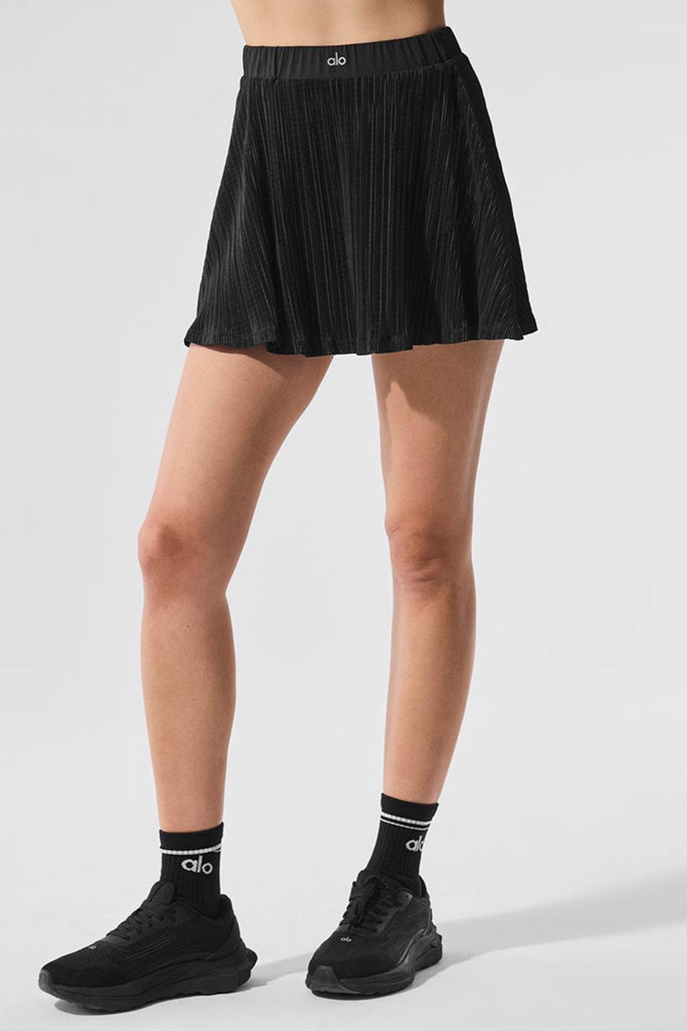 Black Women Alo Yoga Micro Plisse Tennis Skirt | Australia  47305-PVKA