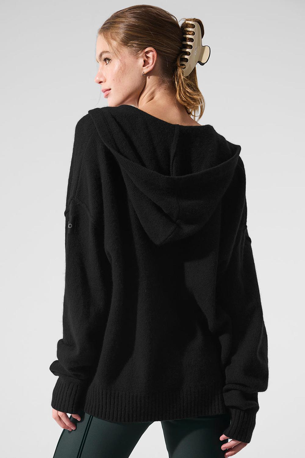 Black Women Alo Yoga New Class Cashmere Full Zip Hoodie | Australia  05849-THGE