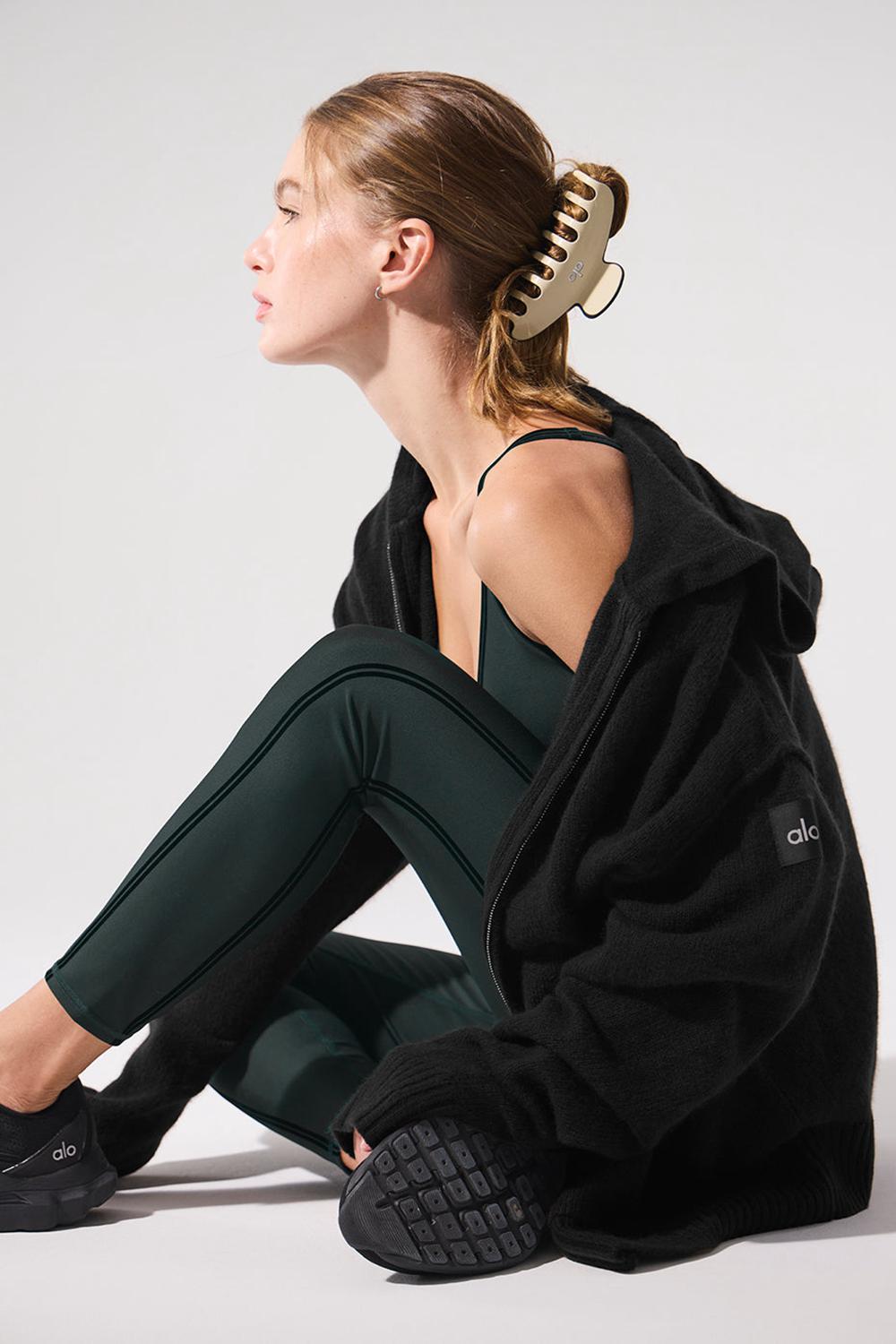 Black Women Alo Yoga New Class Cashmere Full Zip Hoodie | Australia  05849-THGE