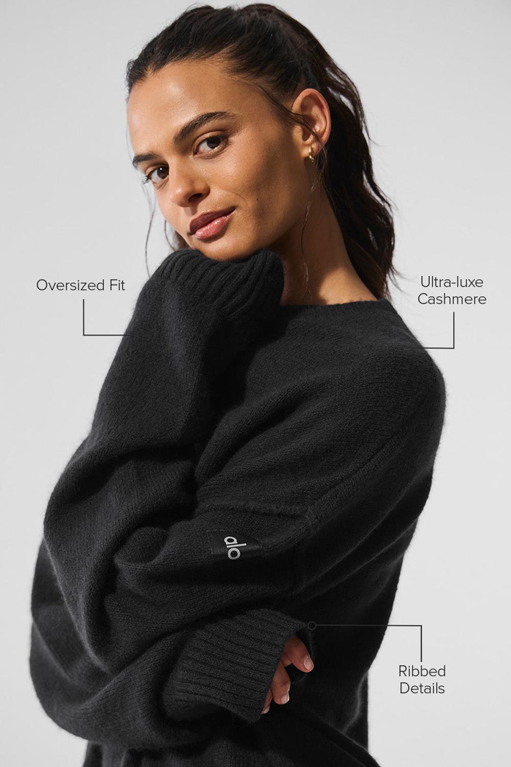 Black Women Alo Yoga New Class Cashmere Crewneck Sweater | Australia  81563-PJCU