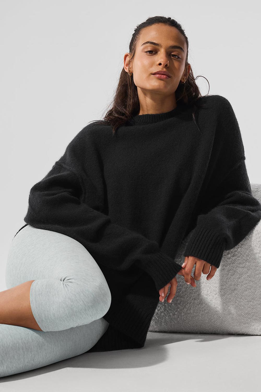 Black Women Alo Yoga New Class Cashmere Crewneck Sweater | Australia  81563-PJCU