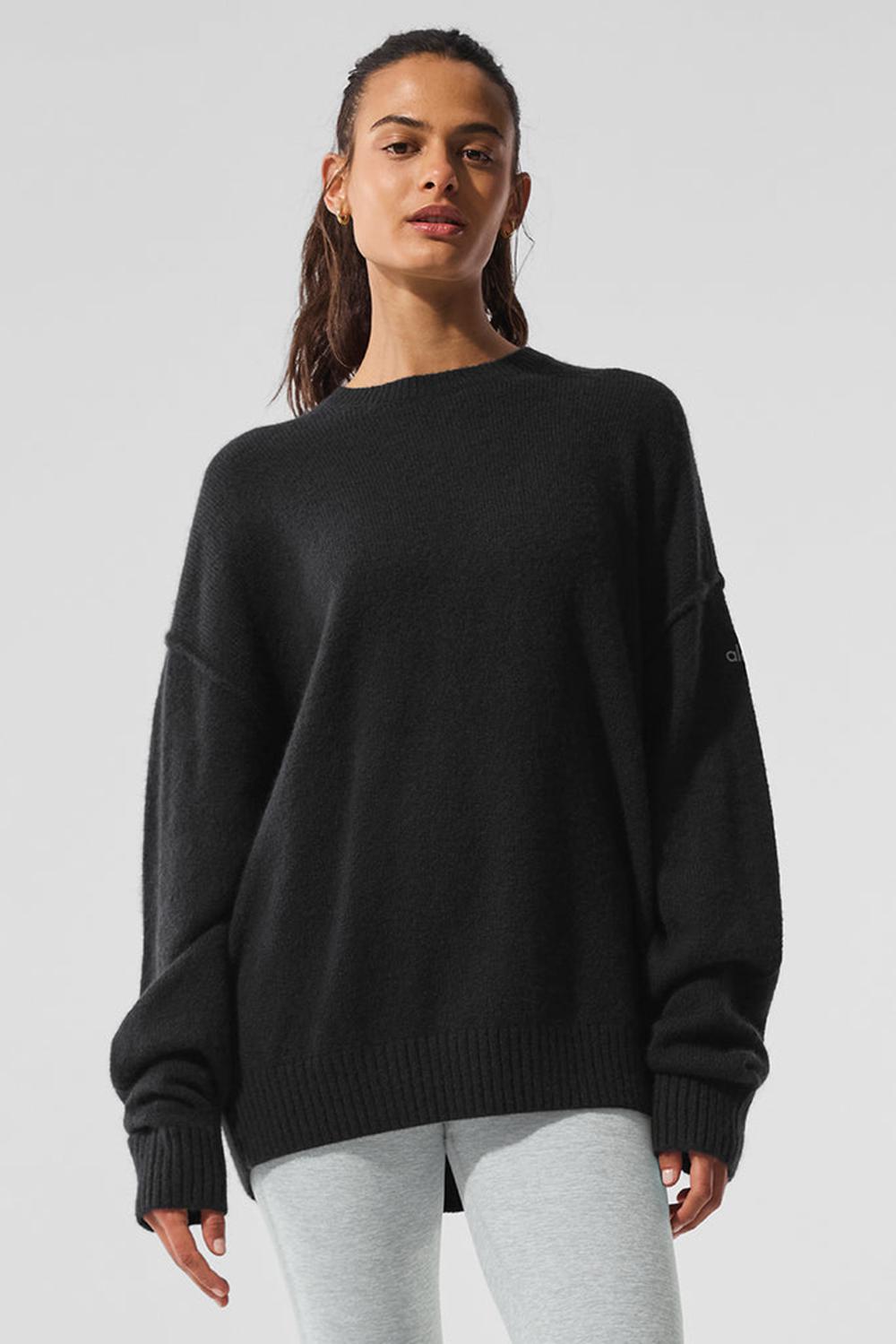 Black Women Alo Yoga New Class Cashmere Crewneck Sweater | Australia  81563-PJCU