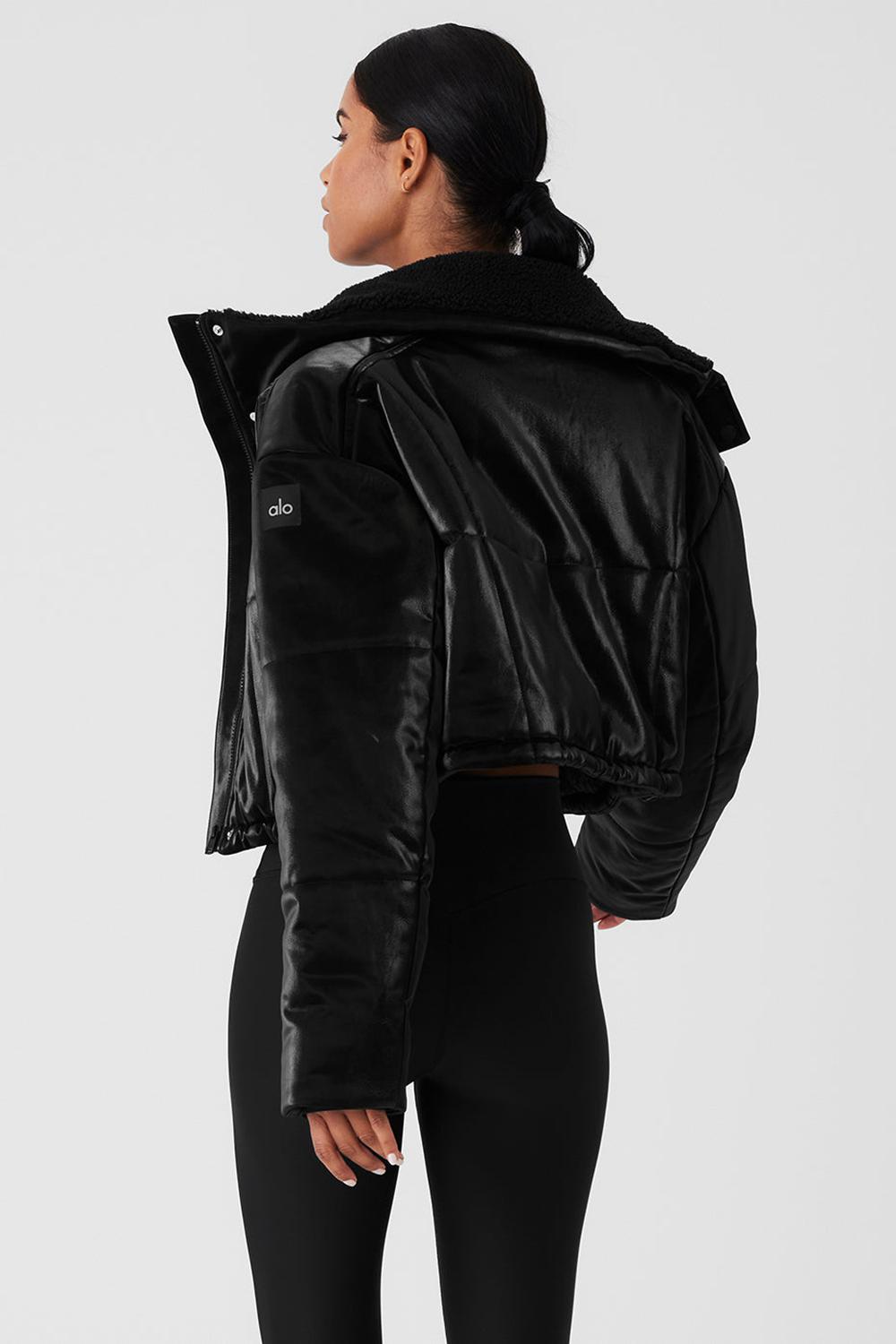Black Women Alo Yoga Orion Cropped Puffer Jacket | Australia  30495-PUKJ