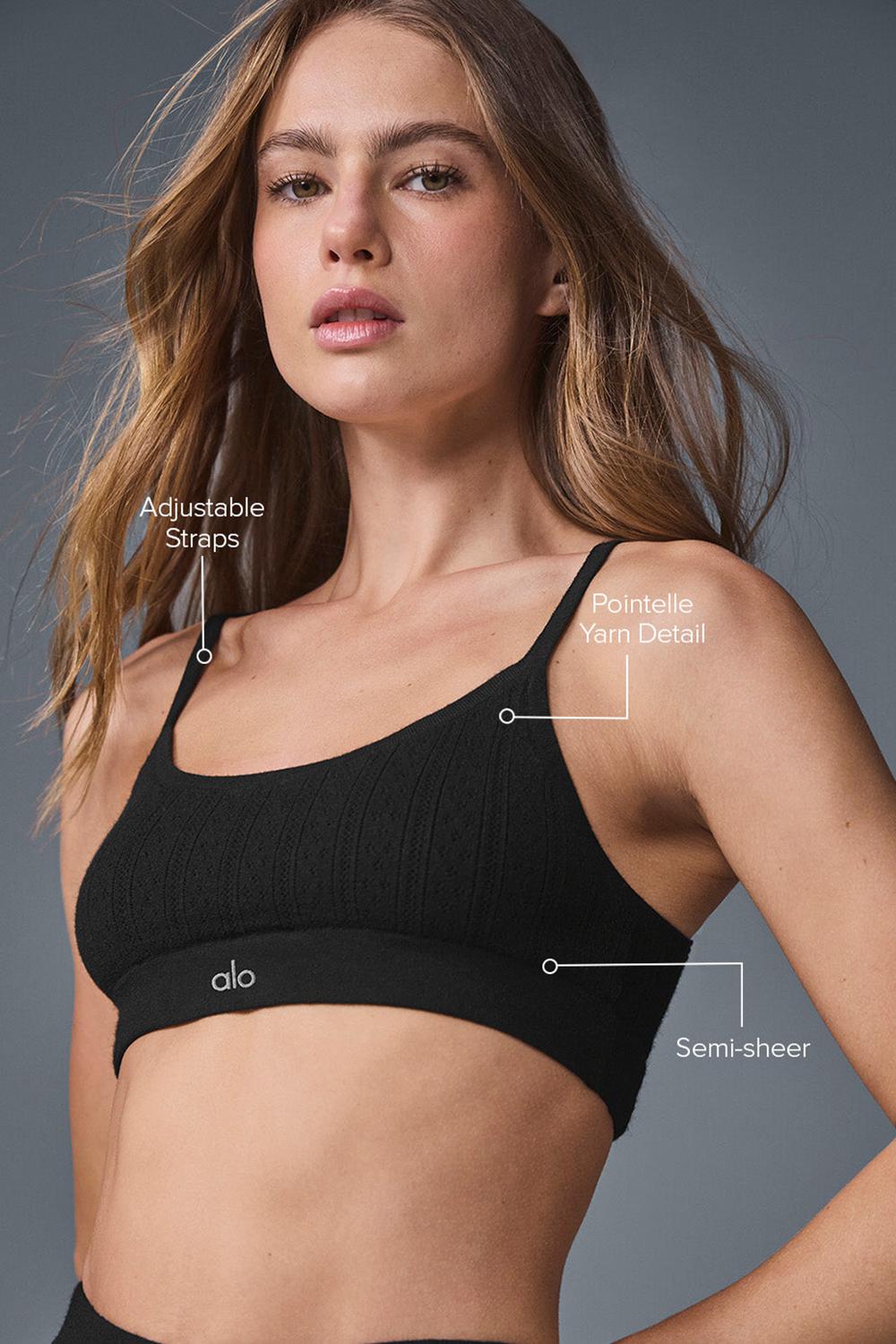 Black Women Alo Yoga Pointelle Sweater Be Mine Bra | Australia  68149-ZSAX