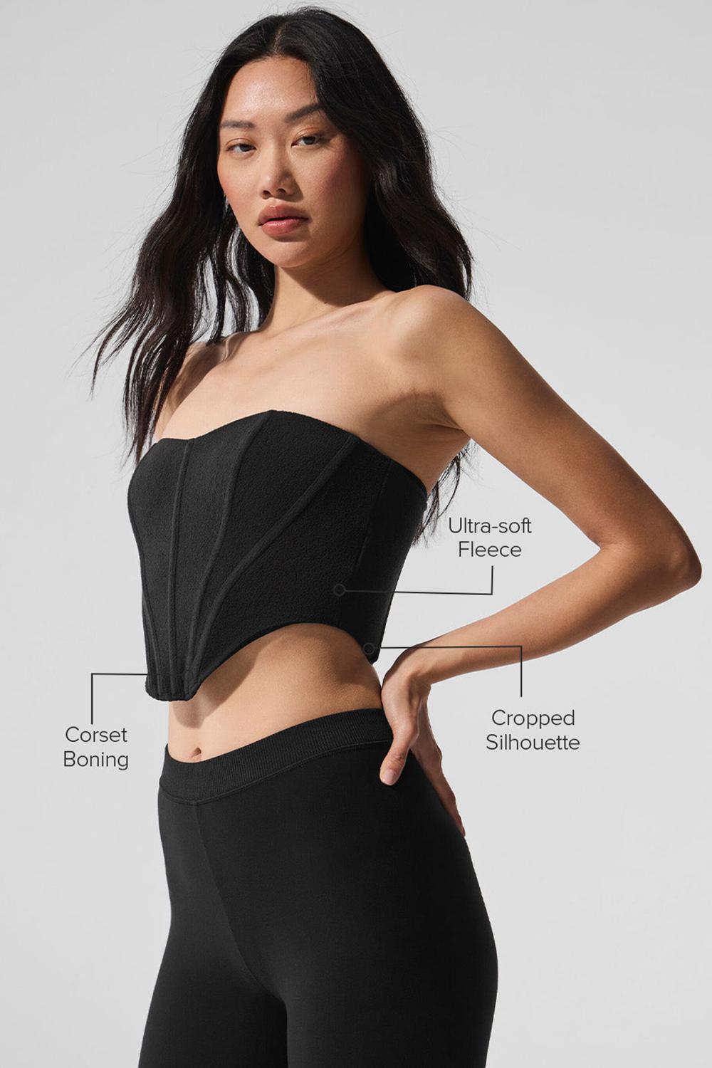 Black Women Alo Yoga Polar Fleece Corset Corset | Australia  29017-KUPA