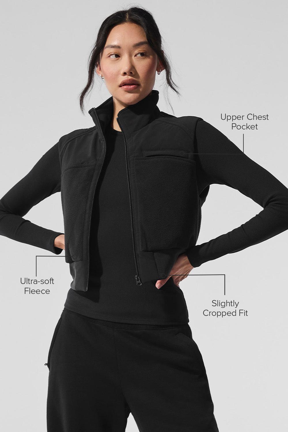 Black Women Alo Yoga Polar Fleece Wintry Mix Vest | Australia  34280-HVNF