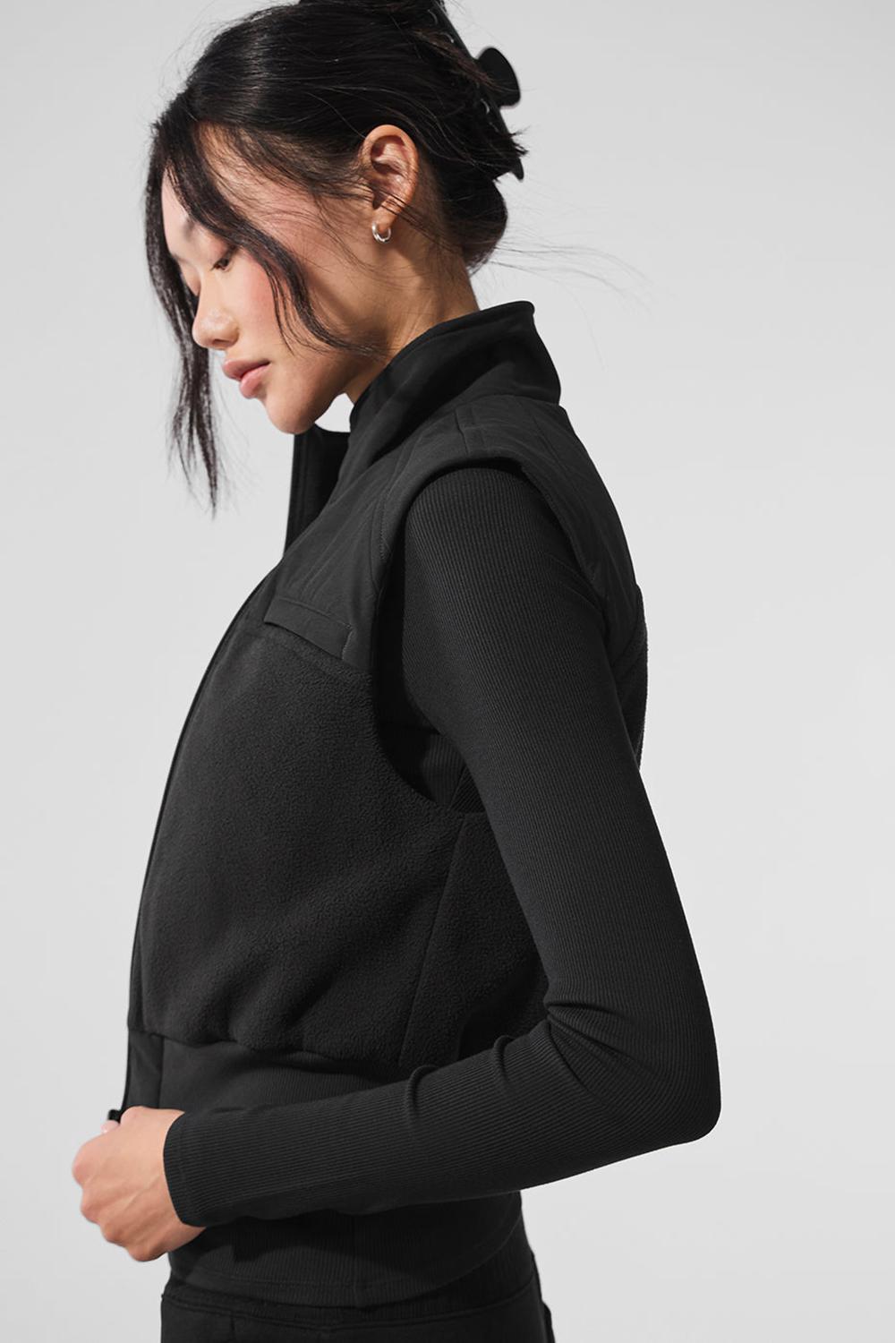 Black Women Alo Yoga Polar Fleece Wintry Mix Vest | Australia  34280-HVNF