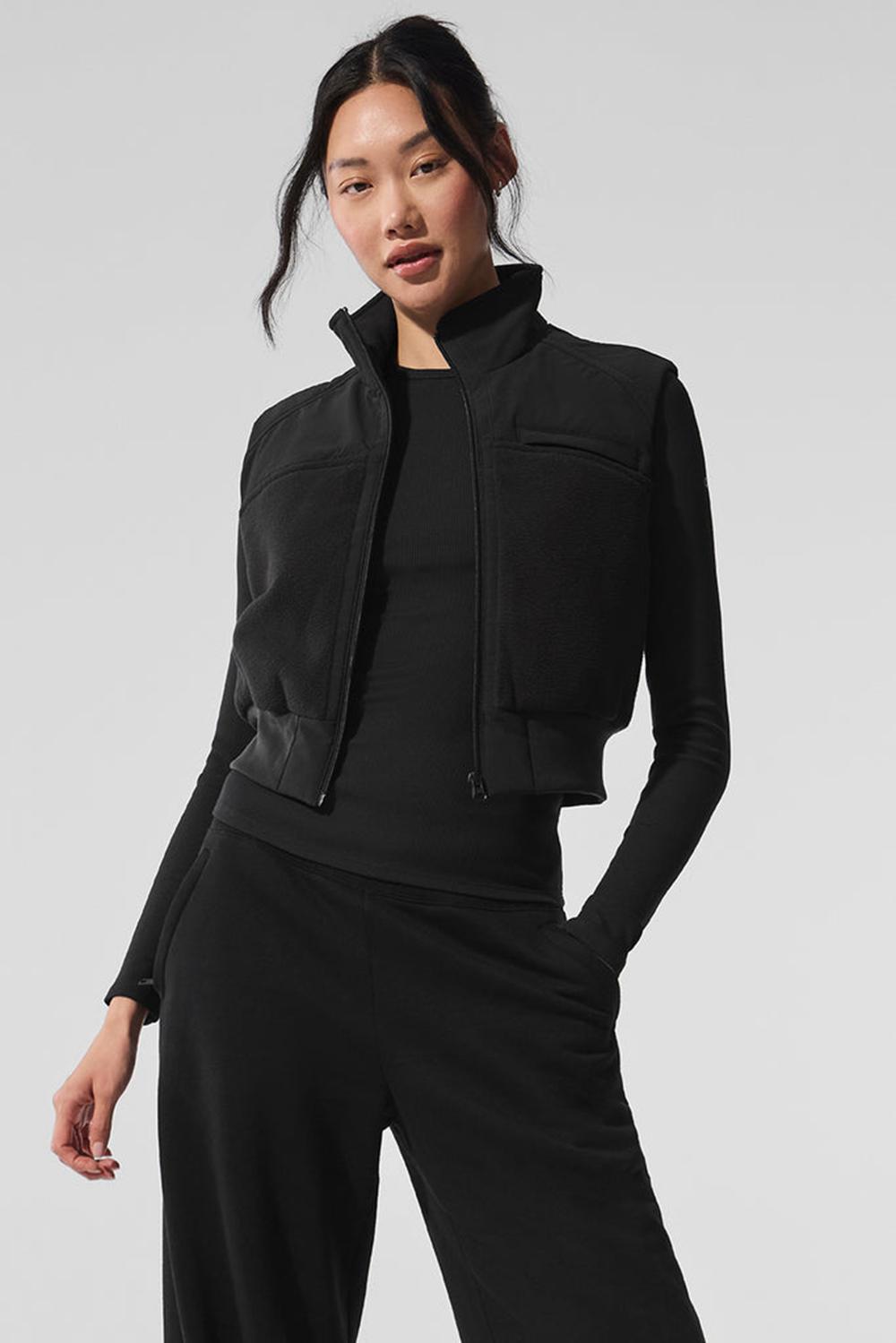 Black Women Alo Yoga Polar Fleece Wintry Mix Vest | Australia  34280-HVNF
