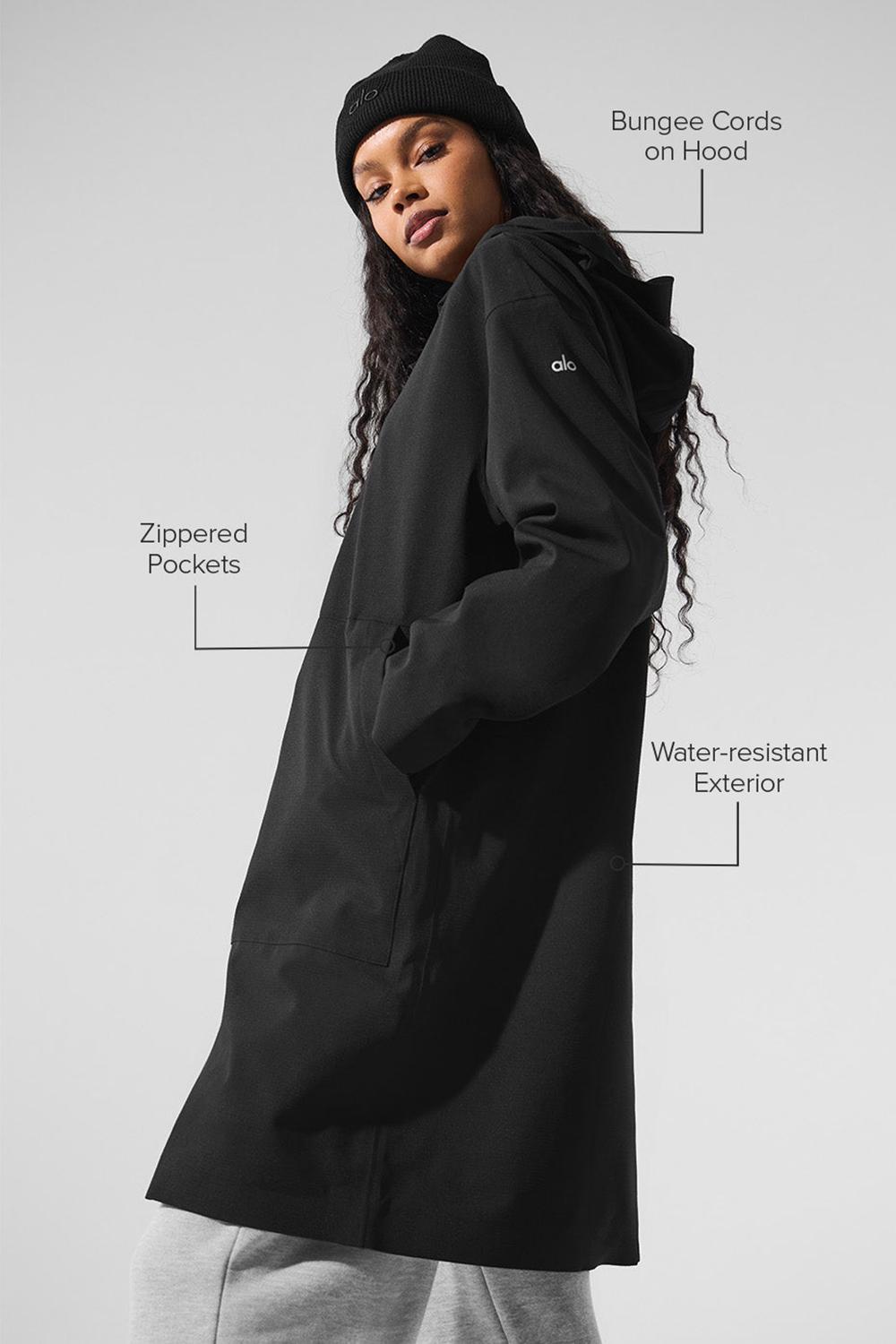 Black Women Alo Yoga Rain Or Shine Long Coat | Australia  09375-RQZE