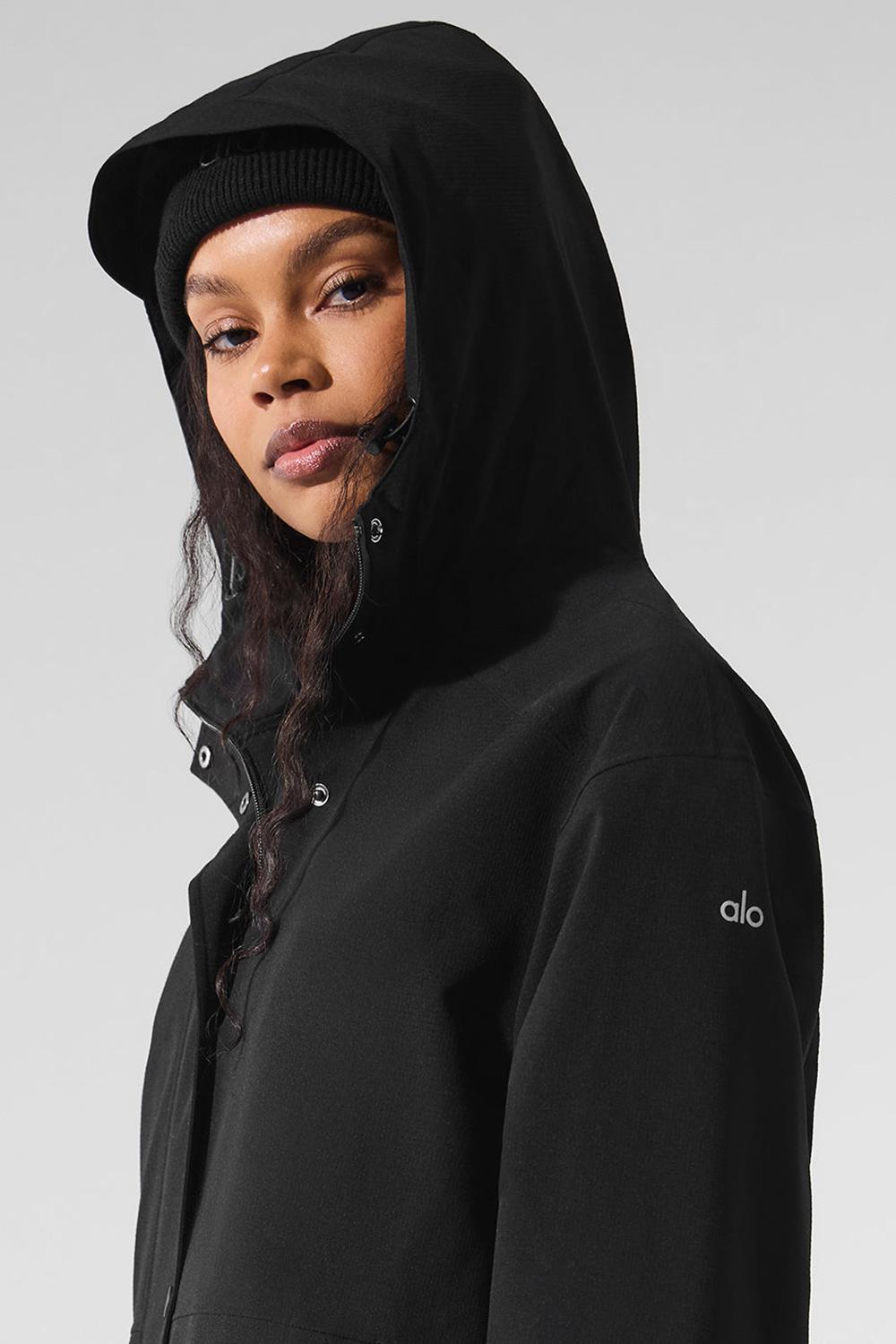 Black Women Alo Yoga Rain Or Shine Long Coat | Australia  09375-RQZE