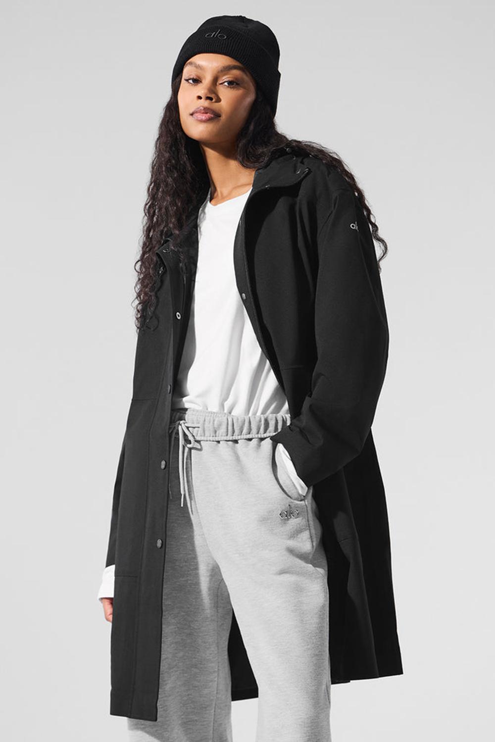 Black Women Alo Yoga Rain Or Shine Long Coat | Australia  09375-RQZE