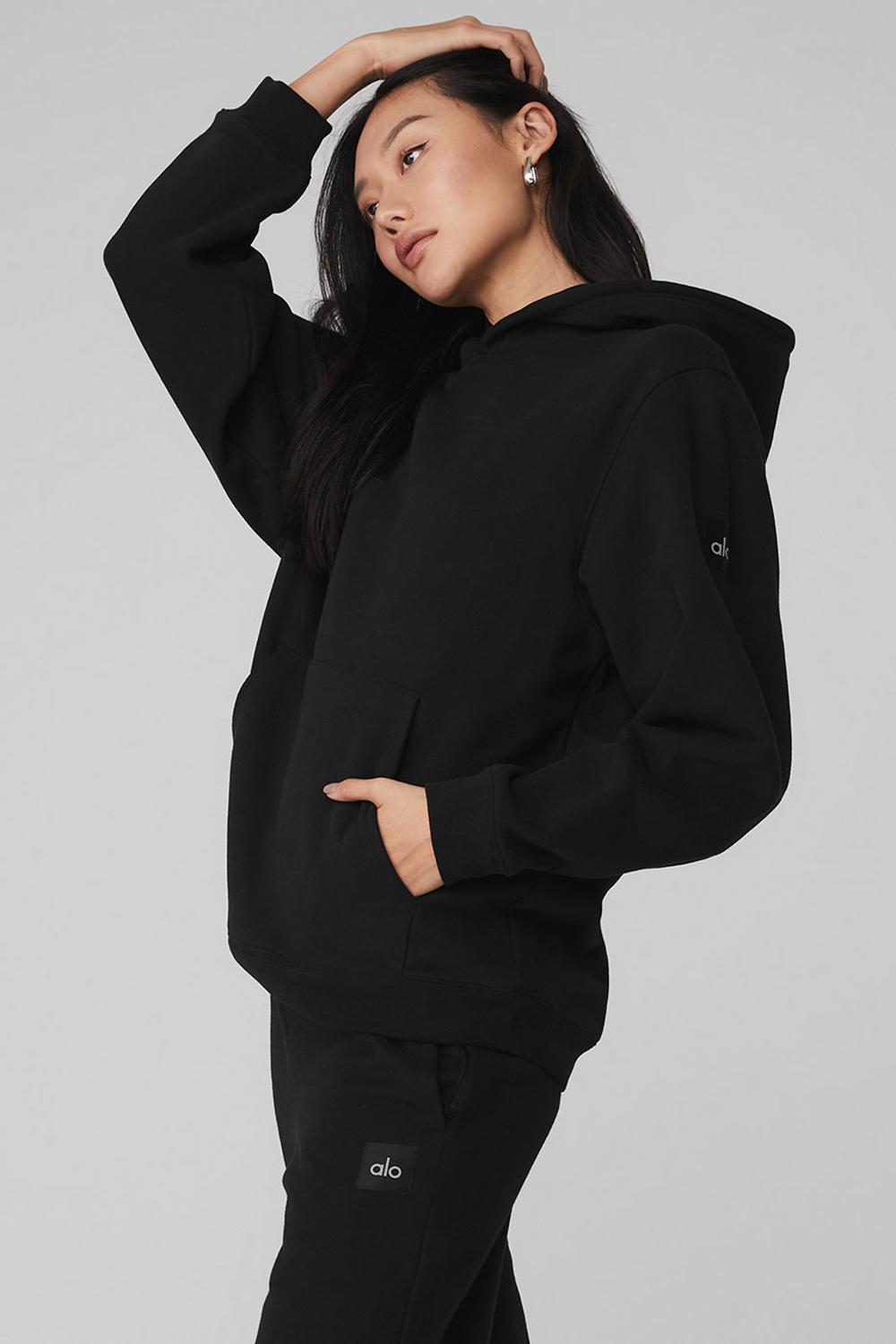 Black Women Alo Yoga Renown Heavy Weight Hoodie | Australia  47628-IOLV