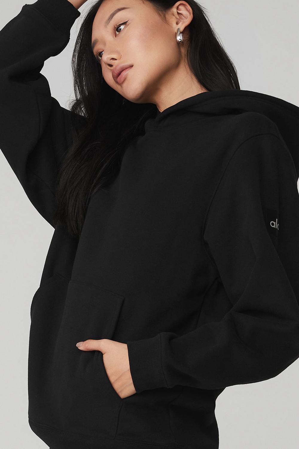 Black Women Alo Yoga Renown Heavy Weight Hoodie | Australia  47628-IOLV