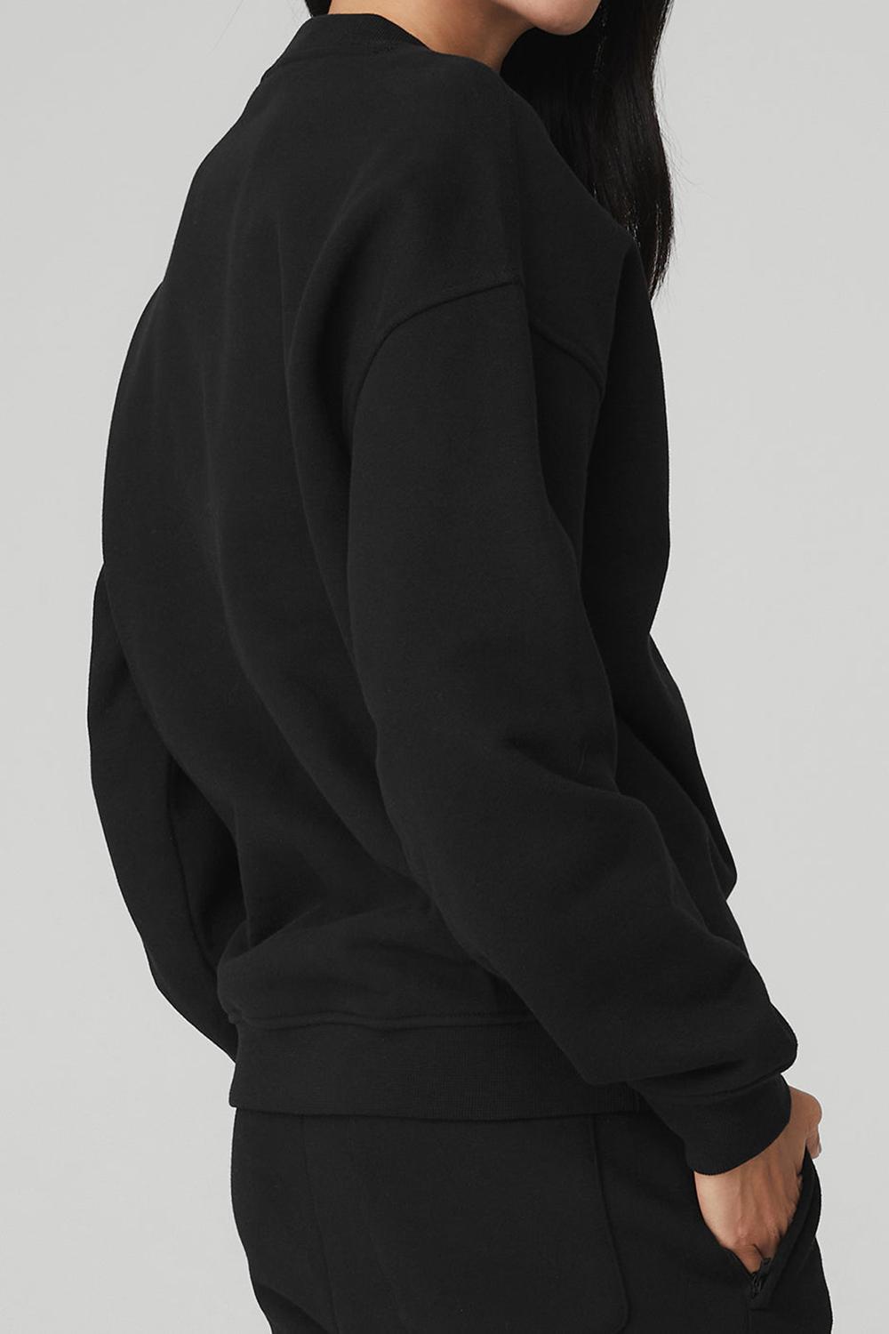 Black Women Alo Yoga Renown Heavy Weight Crew Neck Pullover | Australia  24391-JKCX