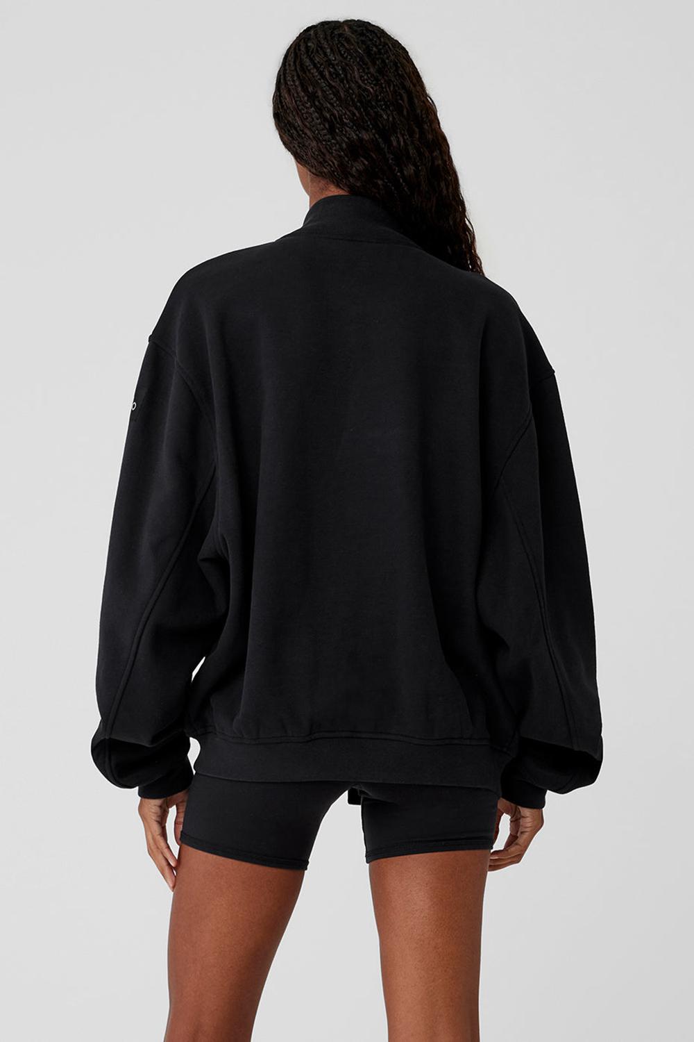 Black Women Alo Yoga Renown Varsity Jacket | Australia  86724-OUHN