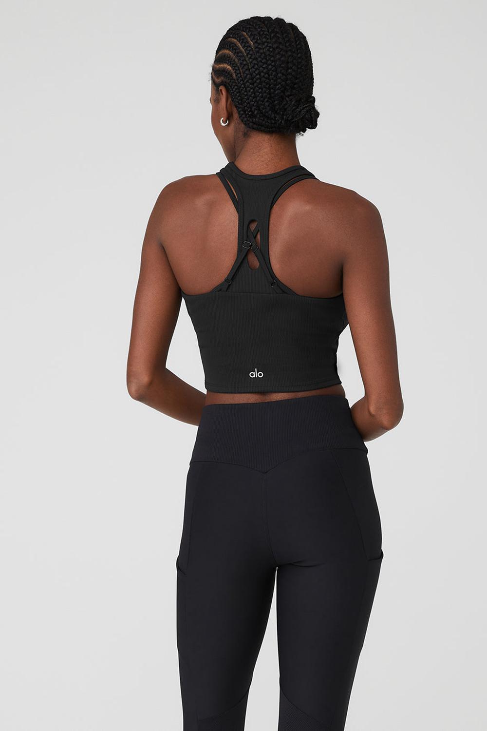 Black Women Alo Yoga Ribbed Airlift Enchanted Bra Tank | Australia  23478-CPTD