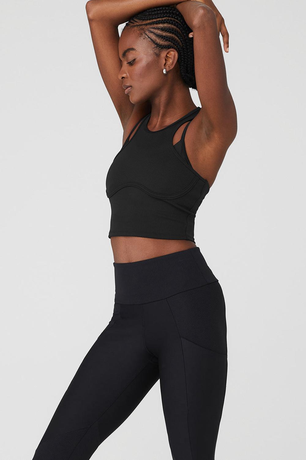 Black Women Alo Yoga Ribbed Airlift Enchanted Bra Tank | Australia  23478-CPTD