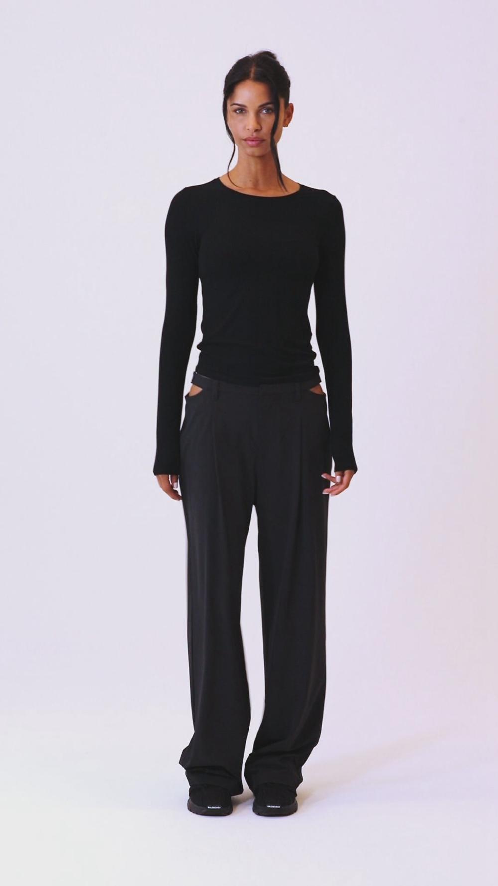 Black Women Alo Yoga Ribbed Sea Coast Long Sleeve | Australia  31965-GOCM