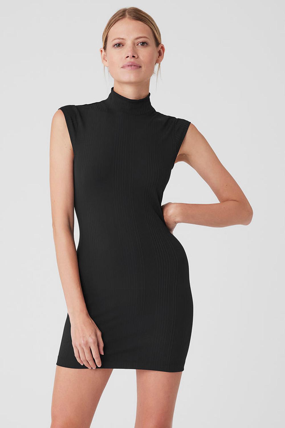 Black Women Alo Yoga Run It Back Dress | Australia  37829-KALH