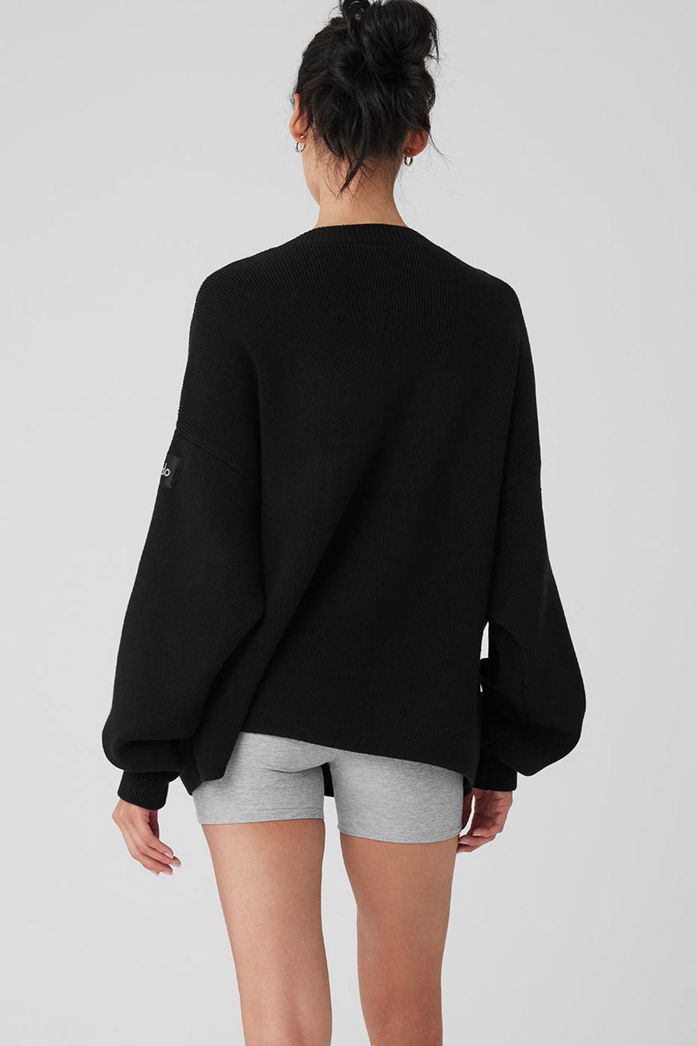 Black Women Alo Yoga Scholar Cardigan Sweater | Australia  64310-EKSX