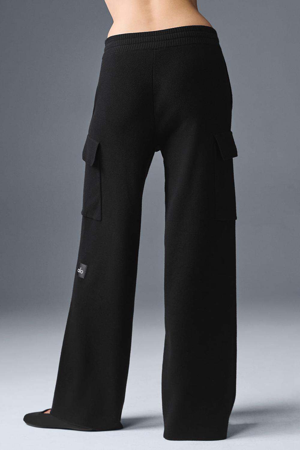 Black Women Alo Yoga Scholar Knit High-Waist Cargo Pant | Australia  98713-CUGI