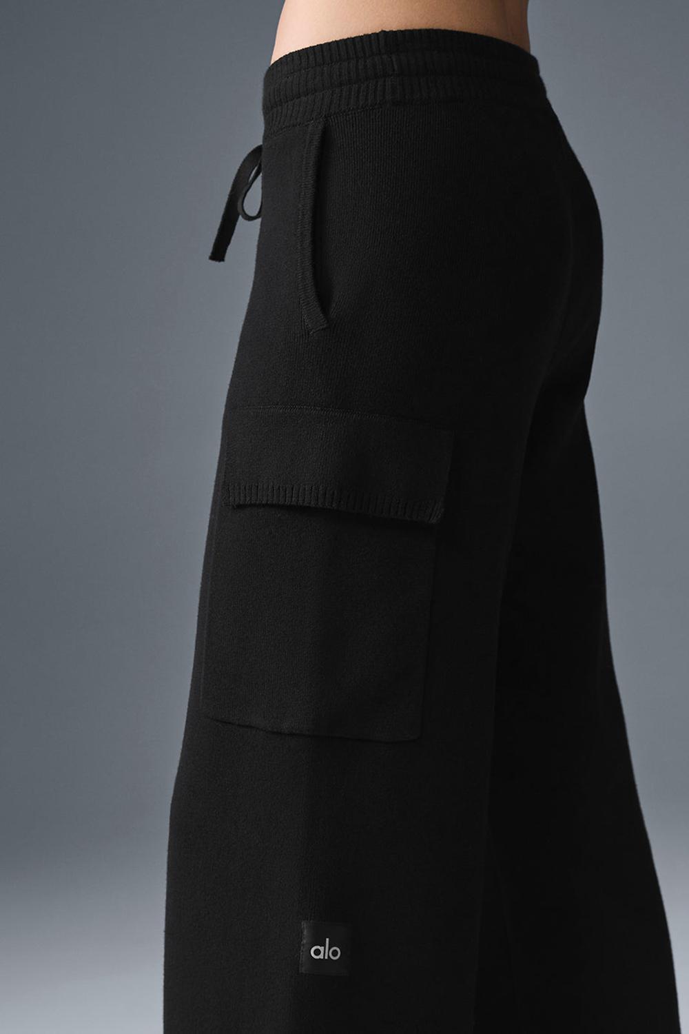 Black Women Alo Yoga Scholar Knit High-Waist Cargo Pant | Australia  98713-CUGI