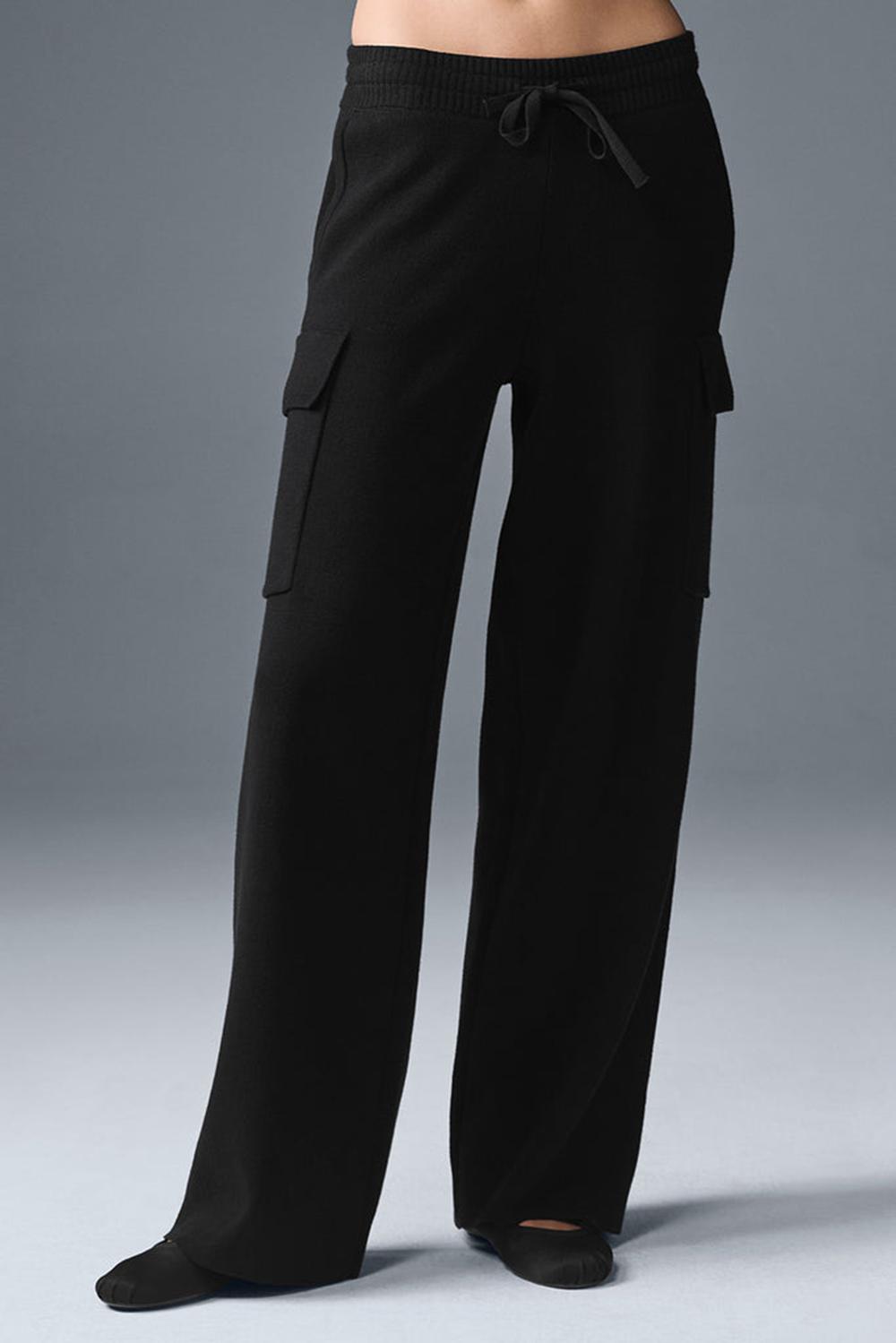 Black Women Alo Yoga Scholar Knit High-Waist Cargo Pant | Australia  98713-CUGI