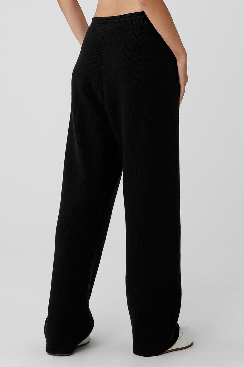 Black Women Alo Yoga Scholar Straight Leg Sweatpant | Australia  37241-TBEN