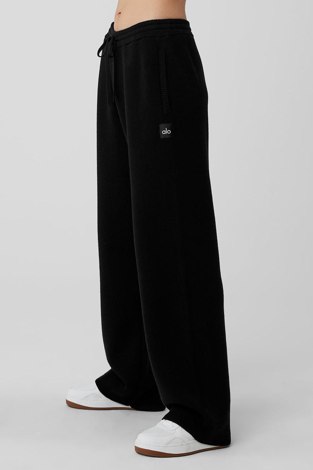 Black Women Alo Yoga Scholar Straight Leg Sweatpant | Australia  37241-TBEN