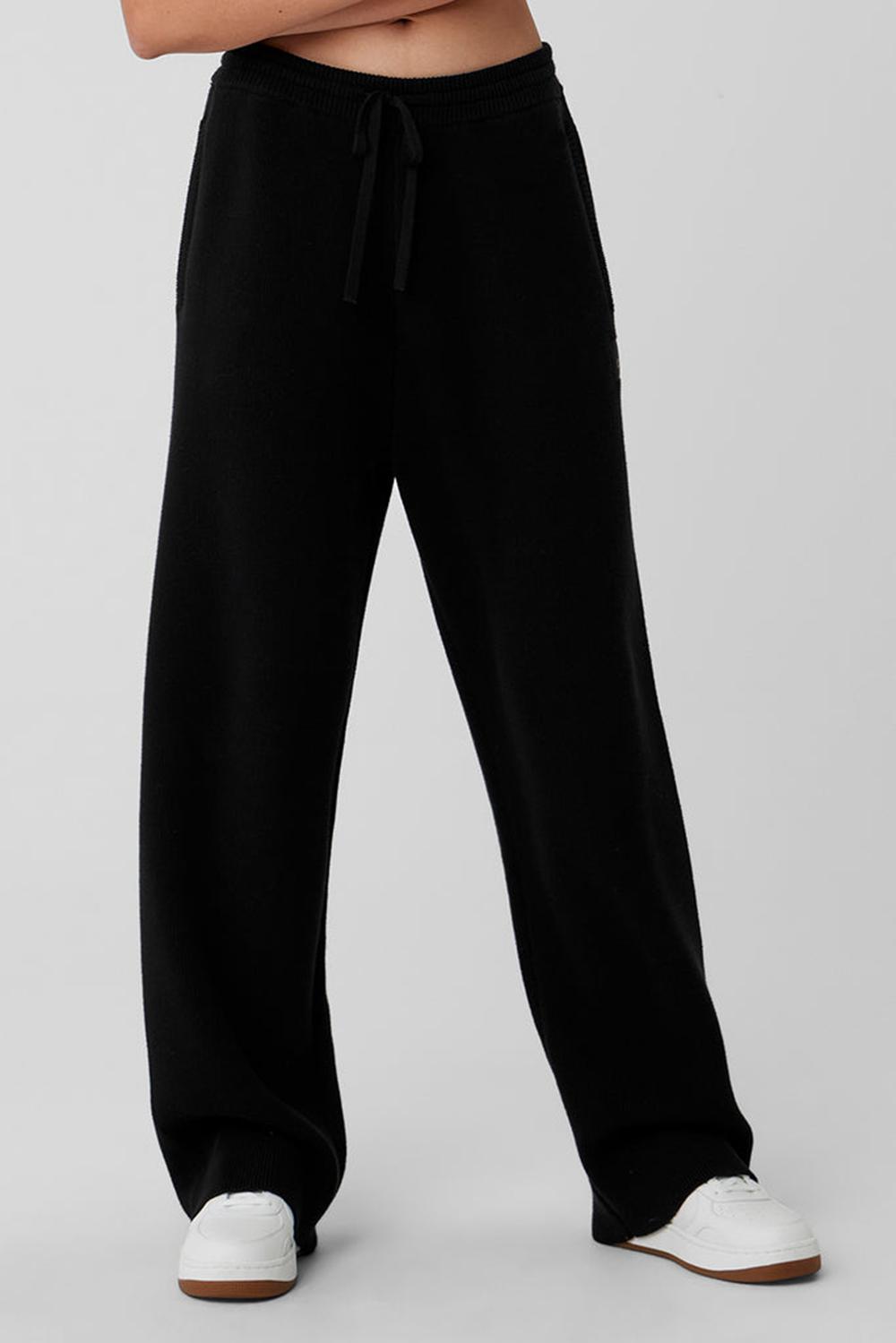 Black Women Alo Yoga Scholar Straight Leg Sweatpant | Australia  37241-TBEN