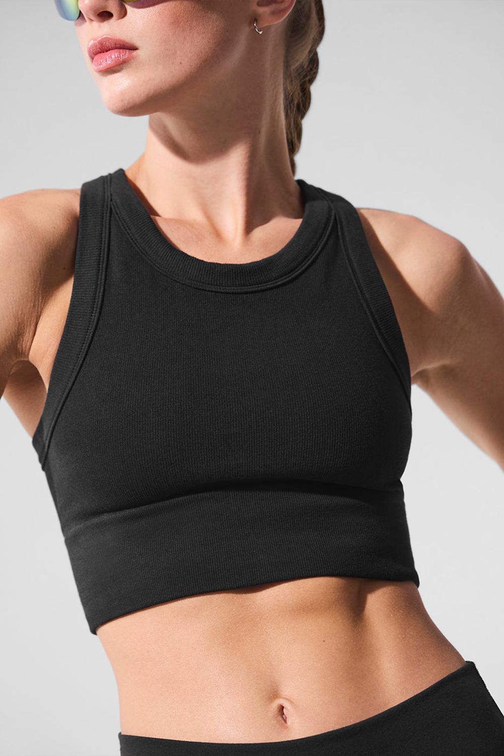 Black Women Alo Yoga Seamless Delight High Neck Bra | Australia  42367-KRWN