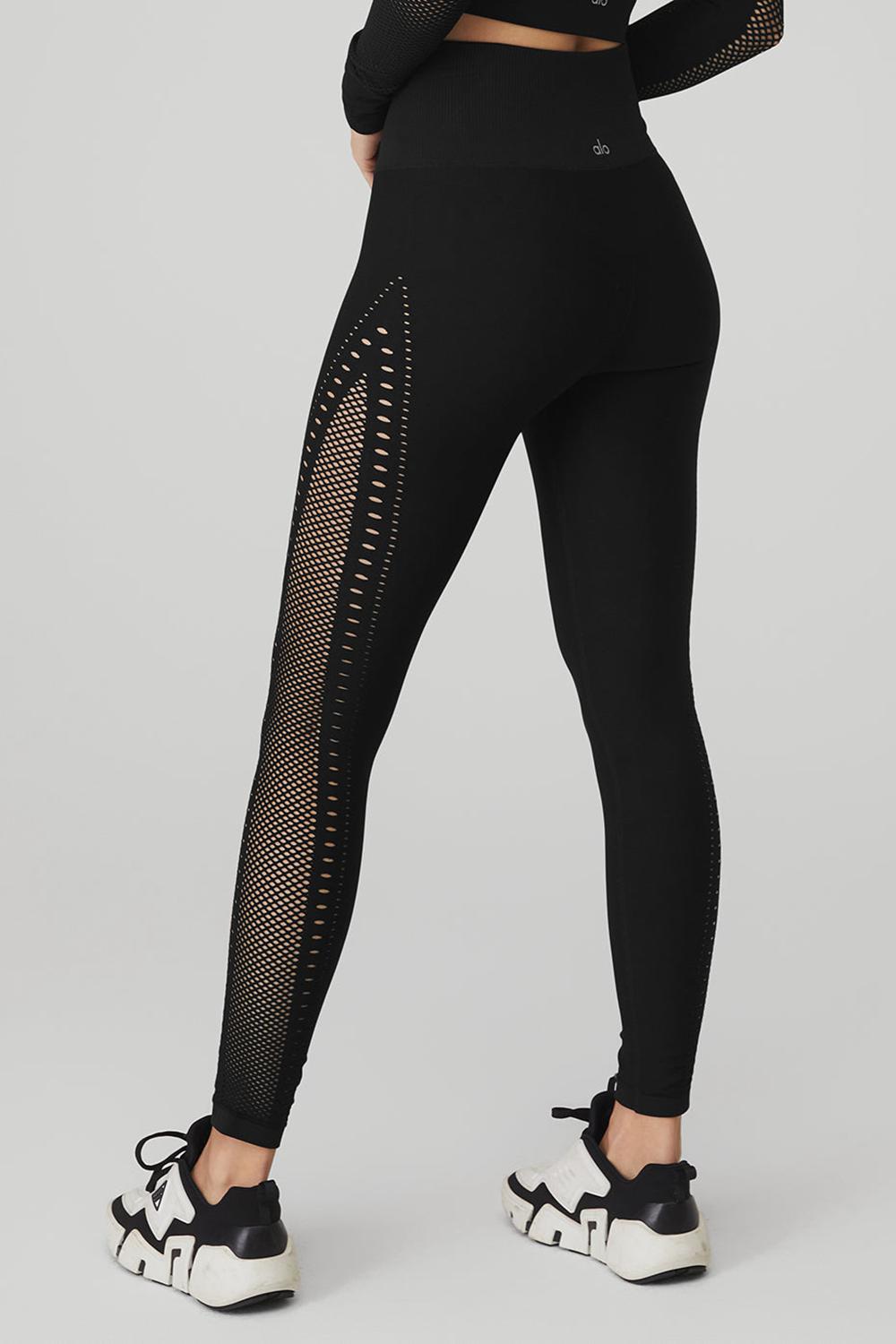 Black Women Alo Yoga Seamless High-Waist 7/8 Open Air Legging | Australia  62813-MPNT