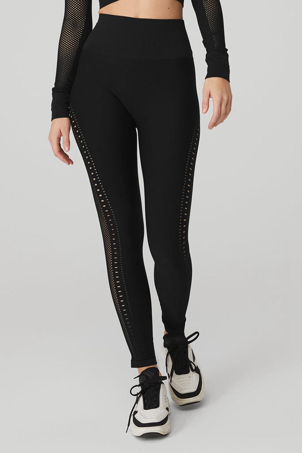 Black Women Alo Yoga Seamless High-Waist 7/8 Open Air Legging | Australia  62813-MPNT